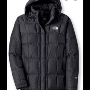 North face black metropolitan 3/4 down coat Medium
